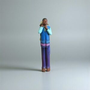TLALLI Figurine Aztec Spanish Pottery 16.5" Tall Man with Flower Basket Colorful